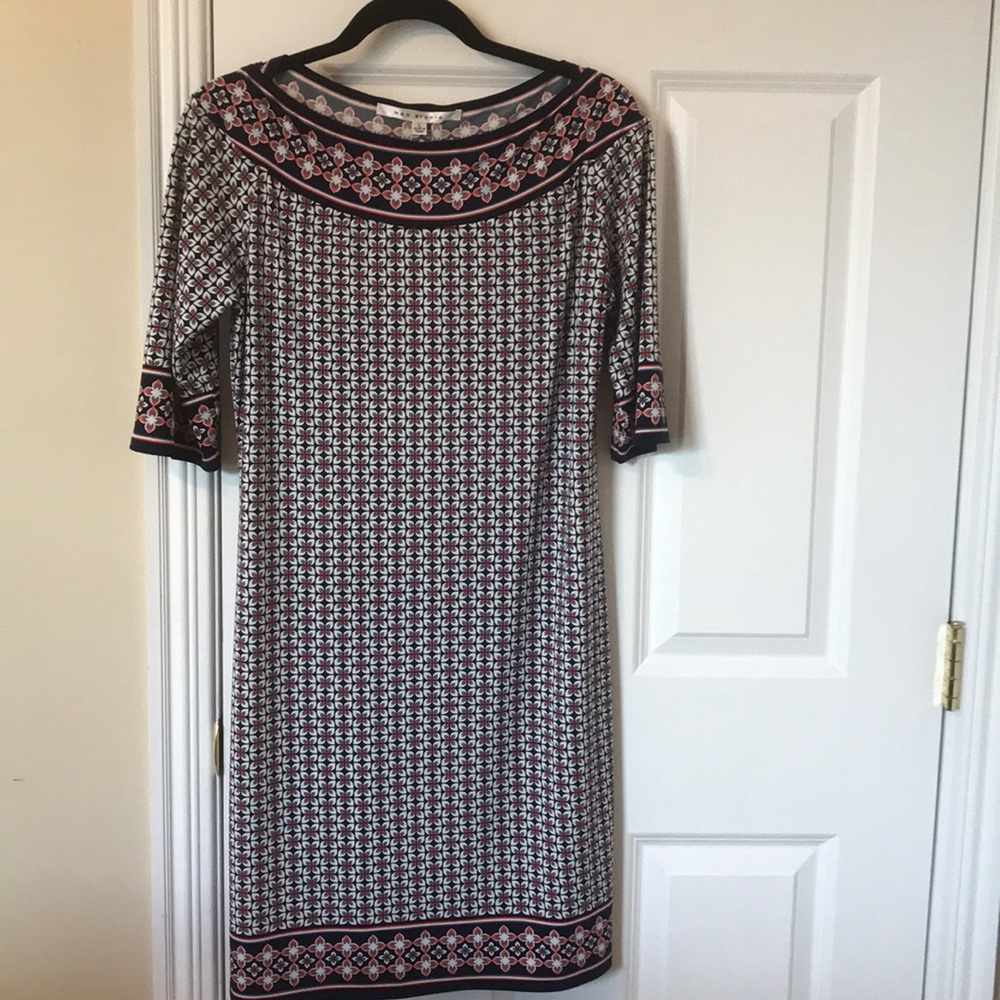 Max Studio pattered boat neck dress